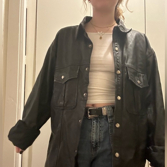 vintage large 100% real leather jacket!! - Picture 1 of 7